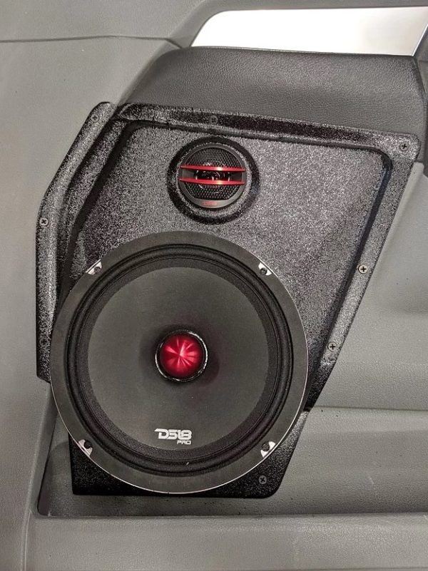 center ortho Speaker Upgrade for the Front Door of your 2006-2008 Dodge Ram. Easy installation of a 8" Midrange and Tweeter for the most powerful car stereo possible.