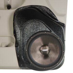 center ortho Speaker Upgrade for the Front Door of your 2007-2009 Chevrolet Silverado, GMC Sierra. Easy installation of a Single 10" Midrange for the most powerful car stereo possible.