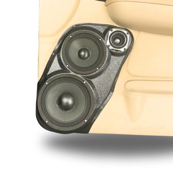 center ortho Speaker Upgrade for the Front Door of your 2007-2009 Chevrolet Tahoe, Suburban, Avalanche, Silverado. GMC Yukon, Sierra. Cadillac Escalade. Easy installation of a 8", 6.5" Midranges plus a 3.5" Super Tweeter for the most powerful car stereo possible.