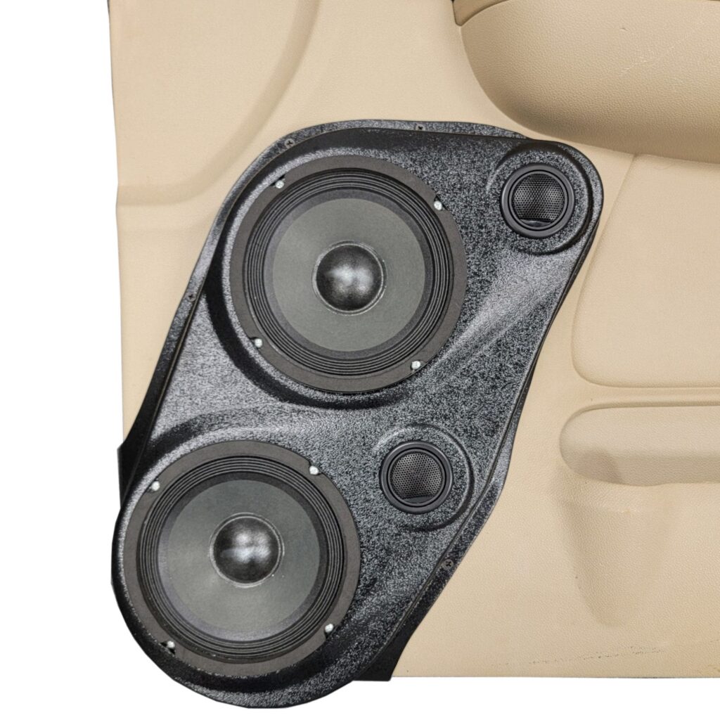 center ortho Speaker Upgrade for the Front Door of your 2007-2009 Chevrolet Tahoe, Suburban, Avalanche, Silverado. GMC Yukon, Sierra. Cadillac Escalade. Easy installation of a Dual 6.5" Midrange and Dual Tweeter for the most powerful car stereo possible.