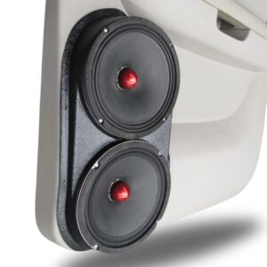 center ortho Speaker Upgrade for the Rear Door of your 2007-2014 Chevrolet Tahoe, Suburban, Avalanche, Silverado. GMC Yukon, Sierra. Cadillac Escalade. Easy installation of a Dual 8" Midrange for the most powerful car stereo possible.