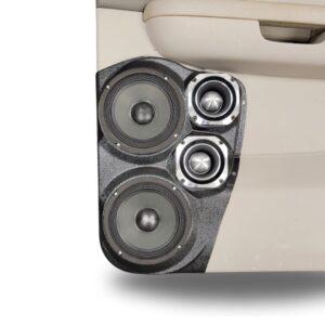 center ortho Speaker Upgrade for the Rear Door of your 2007-2014 Chevrolet Tahoe, Suburban, Avalanche, Silverado. GMC Yukon, Sierra. Cadillac Escalade. Easy installation of a Dual 6.5" and Dual 4" Speaker for the most powerful car stereo possible.