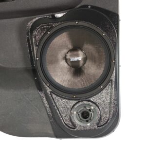 center ortho Speaker Upgrade for the Rear Door of your 2007-2014 Chevrolet Tahoe, Suburban, Avalanche, Silverado. GMC Yukon, Sierra. Cadillac Escalade. Easy installation of a 10" and 3.5" Super Tweeter for the most powerful car stereo possible.