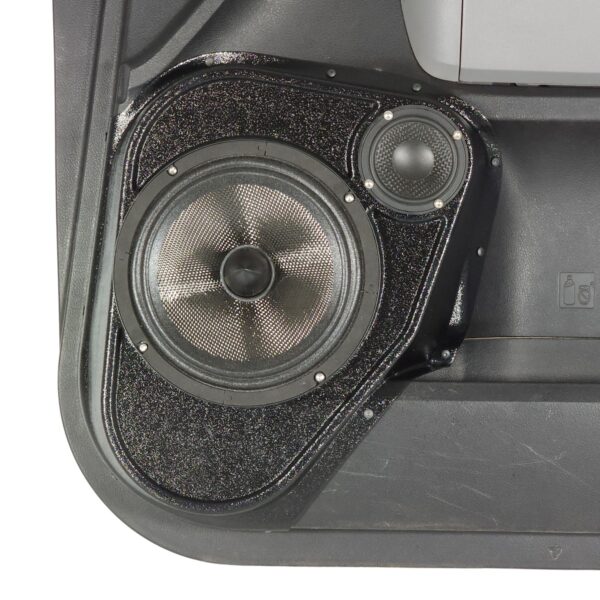 center ortho Speaker Upgrade for the Front Door of your 2007-2013 Toyota Tundra. Easy installation of a 8" and 3.5" Super Tweeter for the most powerful car stereo possible.