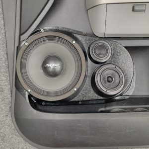 center ortho Speaker Upgrade for the Front Door of your 2007-2013 Toyota Tundra. Easy installation of a 8", 3.5" and Tweeter for the most powerful car stereo possible.