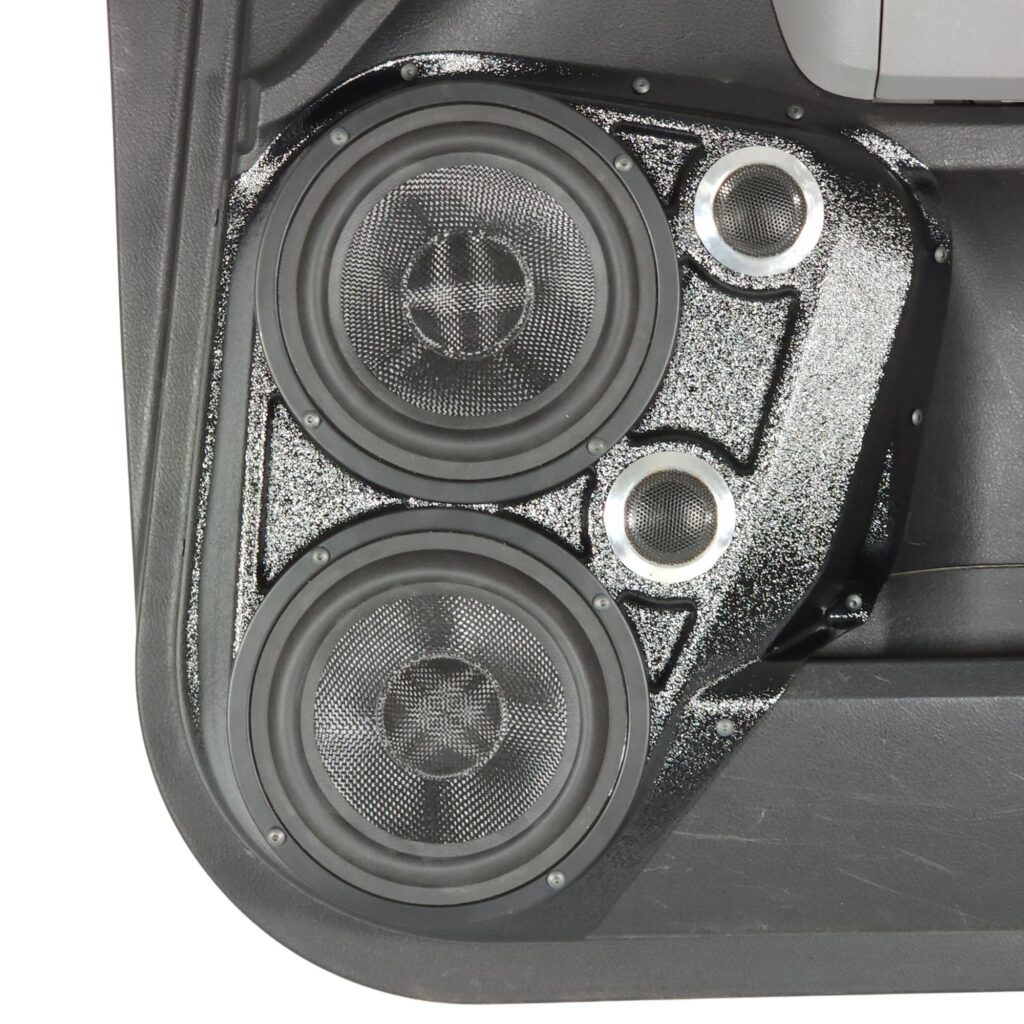 center ortho Speaker Upgrade for the Front Door of your 2007-2013 Toyota Tundra. Easy installation of a Dual 6.5" Midrange and Dual Tweeter for the most powerful car stereo possible.