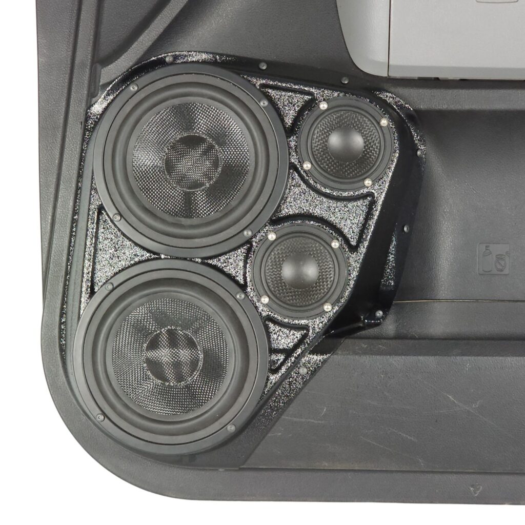 center ortho Speaker Upgrade for the Front Door of your 2007-2013 Toyota Tundra. Easy installation of a Dual 6.5" Midrange and Dual 3.5" Super Tweeter for the most powerful car stereo possible.