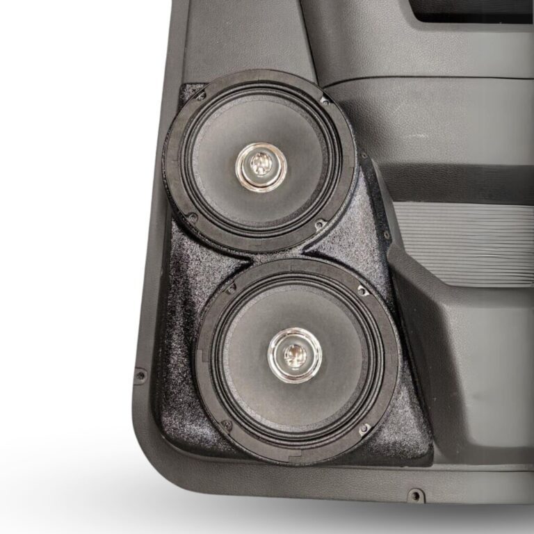 center ortho Speaker Upgrade for the Rear Door of your 2009-2018 Dodge Ram 1500, 2500. 2019-2024 Dodge Ram 2500, 1500 Classic. Easy installation of a Dual 6.5" Midrange for the most powerful car stereo possible.