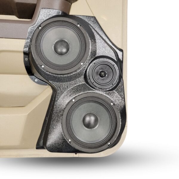 center ortho Speaker Upgrade for the Front Door of your 2009-2018 Dodge Ram 1500, 2500. 2019-2024 Dodge Ram 2500, 1500 Classic. Easy installation of a Dual 6.5" Midrange and Single 3.5" Super Tweeter for the most powerful car stereo possible.