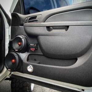 center ortho Speaker Upgrade for the Front Door of your 2010-2014 Chevrolet Tahoe, Suburban, Avalanche, Silverado. GMC Yukon, Sierra. Cadillac Escalade. Easy installation of a 8" and 6.5" Midrange for the most powerful car stereo possible.