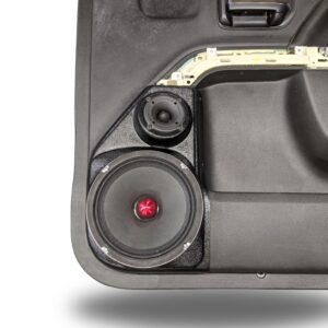 center ortho Speaker Upgrade for the Front Door of your 2014-2018 Chevrolet Silverado, GMC Sierra. Easy installation of a 8" and 3.5" Super Tweeter for the most powerful car stereo possible.