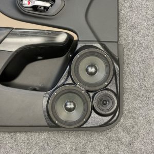 center ortho Speaker Upgrade for the Front Door of your 2014-2023 Jeep Cherokee. Easy installation of a Dual 6.5" Midrange and Single 3.5" Super Tweeter for the most powerful car stereo possible.