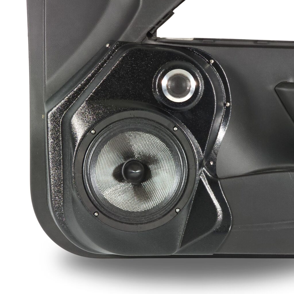 center ortho Speaker Upgrade for the Front Door of your 2015-2022 Chevrolet Colorado, GMC Canyon. Easy installation of a 8" Midrange and Tweeter for the most powerful car stereo possible.