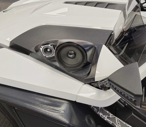 center ortho Speaker Upgrade for the Hood of your 2015-2021 Polaris Slingshot. Easy installation of a 6.5" and 3.5" Midrange or Tweeter for the most powerful car stereo possible.