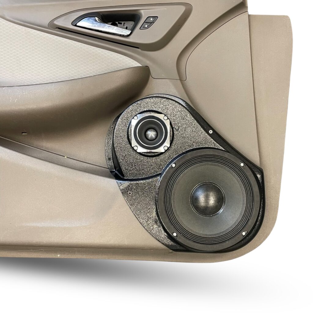 center ortho Speaker Upgrade for the Front Door of your 2016-2022 Chevrolet Malibu. Easy installation of a 8" and 3.5" Super Tweeter for the most powerful car stereo possible.