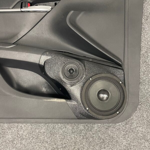 center ortho Speaker Upgrade for the Front Door of your 2018-2024 Toyota Camry. Easy installation of a 6.5" and 3.5" Midrange or Tweeter for the most powerful car stereo possible.