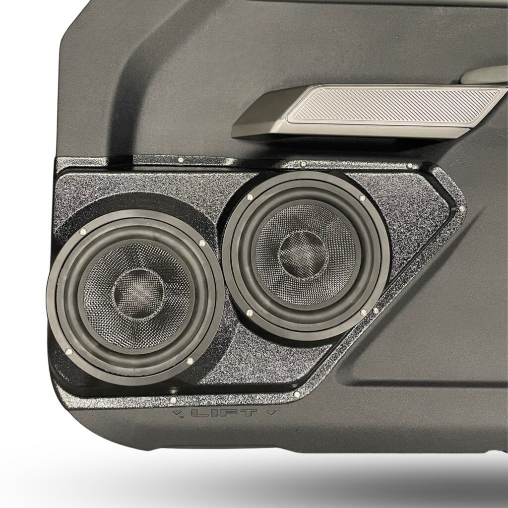 center ortho Speaker Upgrade for the Front Door of your 2021-2023 Ford Bronco. Easy installation of a Dual 6.5" Midrange for the most powerful car stereo possible.