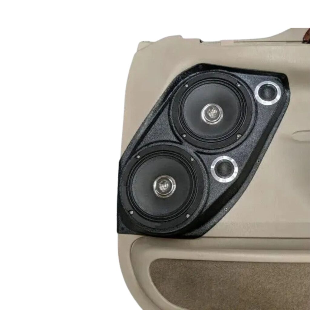 center ortho Speaker Upgrade for the Front Door of your 1999-2007 Ford F250, F350, Excursion. Easy installation of a Dual 6.5" Midrange and Dual Tweeter for the most powerful car stereo possible.