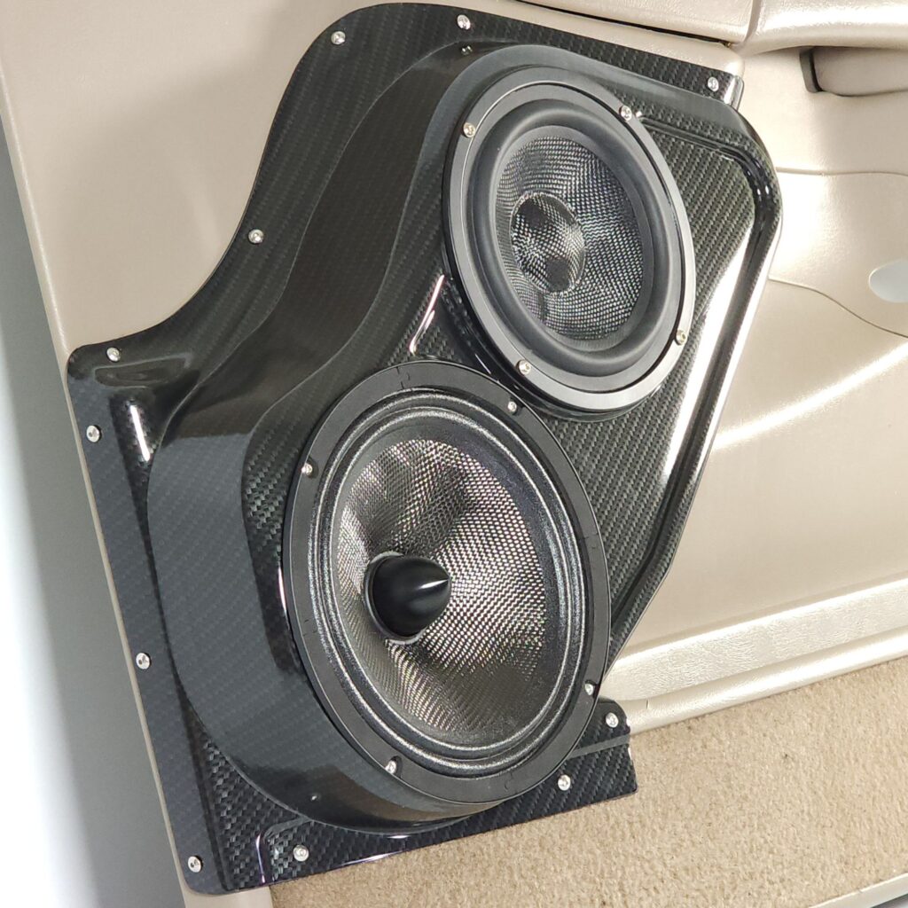 left ortho Speaker Upgrade for the Front Door of your 2000-2006 Chevrolet Tahoe, Suburban, Avalanche, Silverado. GMC Yukon, Sierra. Cadillac Escalade. Easy installation of a 8" and 6.5" Midrange for the most powerful car stereo possible.