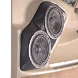 Front Door Custom Speaker Pods for the 2000-2006 Cadillac Escalade Chevrolet Avalanche Silverado Tahoe Suburban GMC Sierra Yukon to hold Dual 6.5 in speakers for car audio installation upgrade