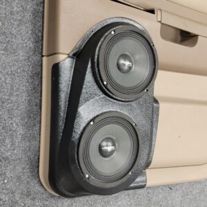 left ortho Speaker Upgrade for the Rear Door of your 2001-2003 Dodge Durango. Easy installation of a Dual 6.5" Midrange for the most powerful car stereo possible.