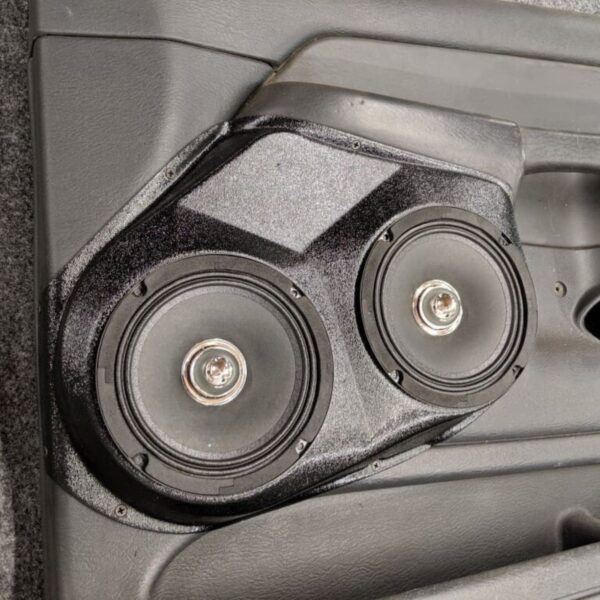 left ortho Speaker Upgrade for the Front Door of your 2002-2005 Dodge Ram. Easy installation of a Dual 6.5" Midrange for the most powerful car stereo possible.