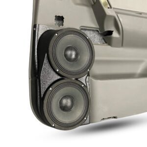 left ortho Speaker Upgrade for the Rear Door of your 2004-2014 Nissan Titan. 2004-2007 Nissan Armada, Infiniti QX56. Easy installation of a Dual 8" Midrange for the most powerful car stereo possible.