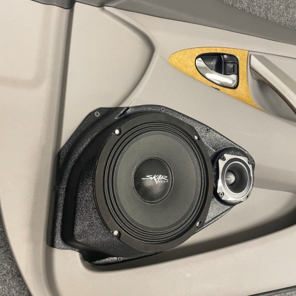 left ortho Speaker Upgrade for the Front Door of your 2007-2011 Toyota Camry. Easy installation of a 8" and 3.5" Super Tweeter for the most powerful car stereo possible.