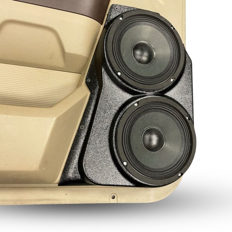 left ortho Speaker Upgrade for the Front Door of your 2009-2018 Dodge Ram 1500, 2500. 2019-2024 Dodge Ram 2500, 1500 Classic. Easy installation of a Dual 6.5" Midrange for the most powerful car stereo possible.