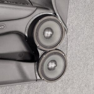 left ortho Speaker Upgrade for the Front Door of your 2011-2023 Dodge Durango, Jeep Grand Cherokee. Easy installation of a Dual 8" Midrange for the most powerful car stereo possible.