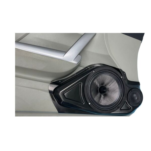 left ortho Speaker Upgrade for the Front Door of your 2012-2015 Honda Civic Coupe. Easy installation of a 8" and 3.5" Super Tweeter for the most powerful car stereo possible.