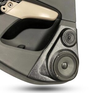 left ortho Speaker Upgrade for the Rear Door of your 2014-2023 Jeep Cherokee. Easy installation of a 6.5" and 3.5" Midrange or Tweeter for the most powerful car stereo possible.