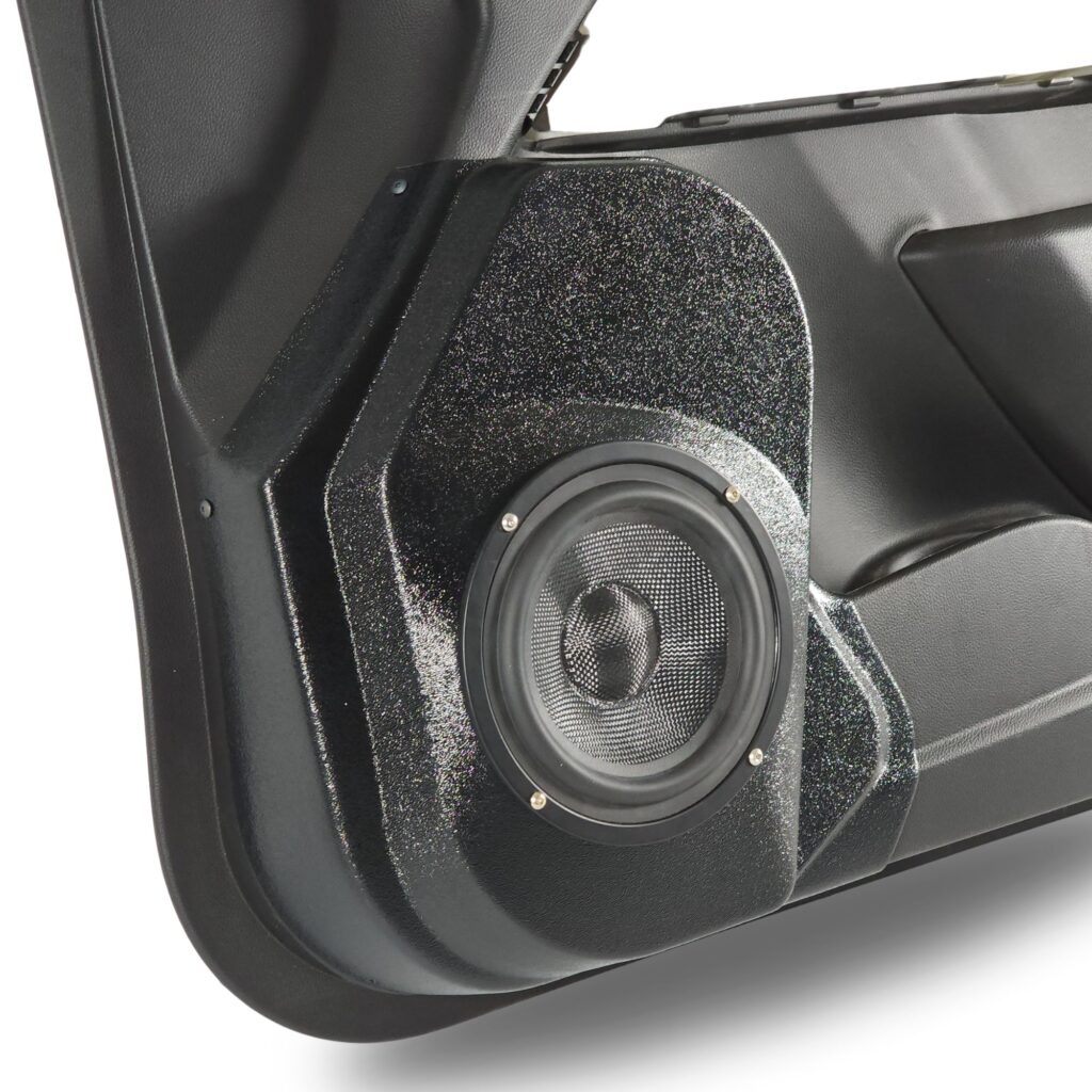 left ortho Speaker Upgrade for the Front Door of your 2015-2022 Chevrolet Colorado, GMC Canyon. Easy installation of a Single 6.5" Midrange for the most powerful car stereo possible.