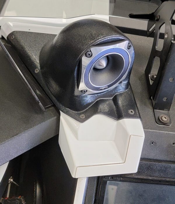 left ortho Speaker Upgrade for the Dash of your 2015-2021 Polaris Slingshot. Easy installation of a Single 3.5" Speaker or Tweeter for the most powerful car stereo possible.