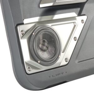 left ortho Speaker Upgrade for the Front Door of your 2021-2023 Ford Bronco. Easy installation of a Single 6.5" Midrange for the most powerful car stereo possible.