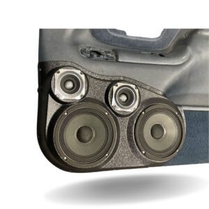 left ortho Speaker Upgrade for the Front Door of your 1995-1999 Chevrolet Tahoe, Suburban, Silverado; GMC Yukon, Sierra. Easy installation of a Dual 6.5" Midrange and Dual 3.5" Super Tweeter for the most powerful car stereo possible.