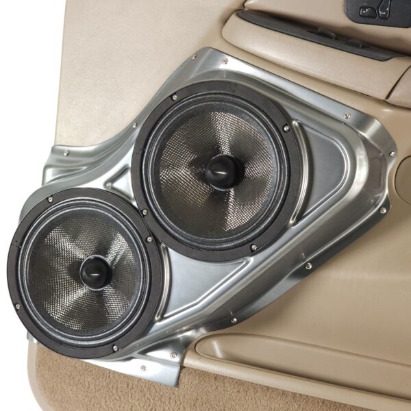 right ortho Speaker Upgrade for the Front Door of your 2000-2006 Chevrolet Tahoe, Suburban, Avalanche, Silverado. GMC Yukon, Sierra. Cadillac Escalade. Easy installation of a Dual 8" Midrange for the most powerful car stereo possible.