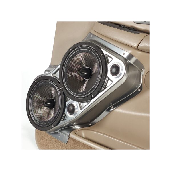 right ortho Speaker Upgrade for the Front Door of your 2000-2006 Chevrolet Tahoe, Suburban, Avalanche, Silverado. GMC Yukon, Sierra. Cadillac Escalade. Easy installation of a Dual 8" and Dual Tweeter for the most powerful car stereo possible.