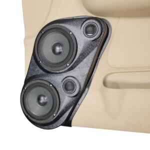 right ortho Speaker Upgrade for the Front Door of your 2007-2009 Chevrolet Tahoe, Suburban, Avalanche, Silverado. GMC Yukon, Sierra. Cadillac Escalade. Easy installation of a Dual 6.5" Midrange and Dual Tweeter for the most powerful car stereo possible.