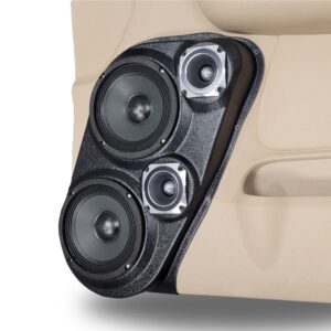 right ortho Speaker Upgrade for the Front Door of your 2007-2009 Chevrolet Tahoe, Suburban, Avalanche, Silverado. GMC Yukon, Sierra. Cadillac Escalade. Easy installation of a Dual 6.5" Midrange and Dual 3.5" Super Tweeter for the most powerful car stereo possible.