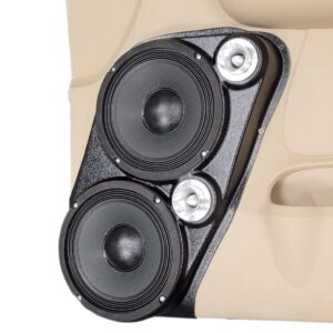 right ortho Speaker Upgrade for the Front Door of your 2007-2009 Chevrolet Tahoe, Suburban, Avalanche, Silverado. GMC Yukon, Sierra. Cadillac Escalade. Easy installation of a Dual 8" and Dual Tweeter for the most powerful car stereo possible.