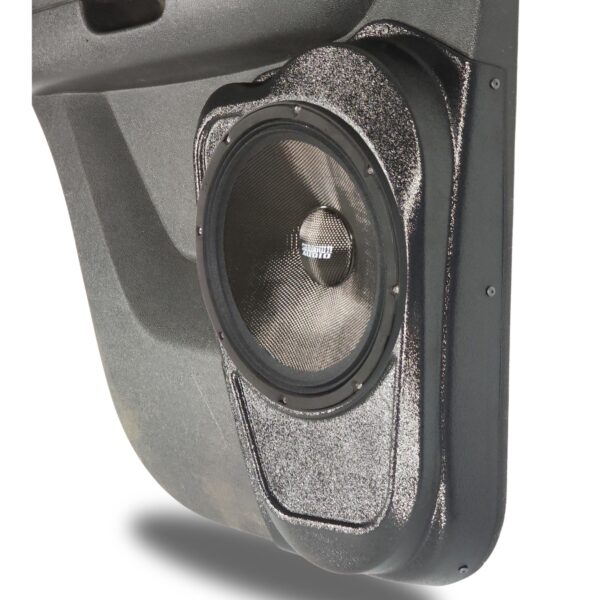 right ortho Speaker Upgrade for the Rear Door of your 2007-2014 Chevrolet Tahoe, Suburban, Avalanche, Silverado. GMC Yukon, Sierra. Cadillac Escalade. Easy installation of a Single 10" Midrange for the most powerful car stereo possible.