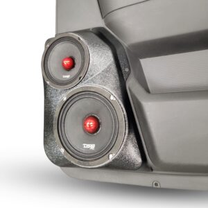 right ortho Speaker Upgrade for the Rear Door of your 2009-2018 Dodge Ram 1500, 2500. 2019-2024 Dodge Ram 2500, 1500 Classic. Easy installation of a 6.5" and 5.25" Midrange for the most powerful car stereo possible.