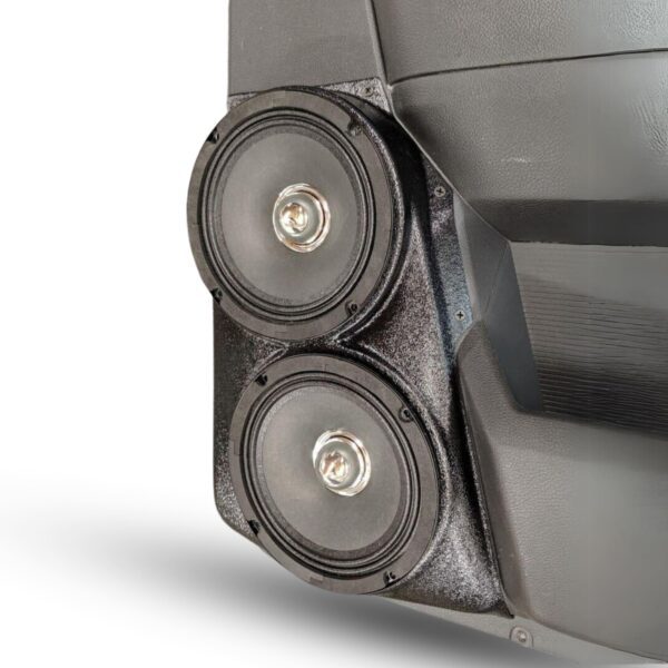 right ortho Speaker Upgrade for the Rear Door of your 2009-2018 Dodge Ram 1500, 2500. 2019-2024 Dodge Ram 2500, 1500 Classic. Easy installation of a Dual 6.5" Midrange for the most powerful car stereo possible.