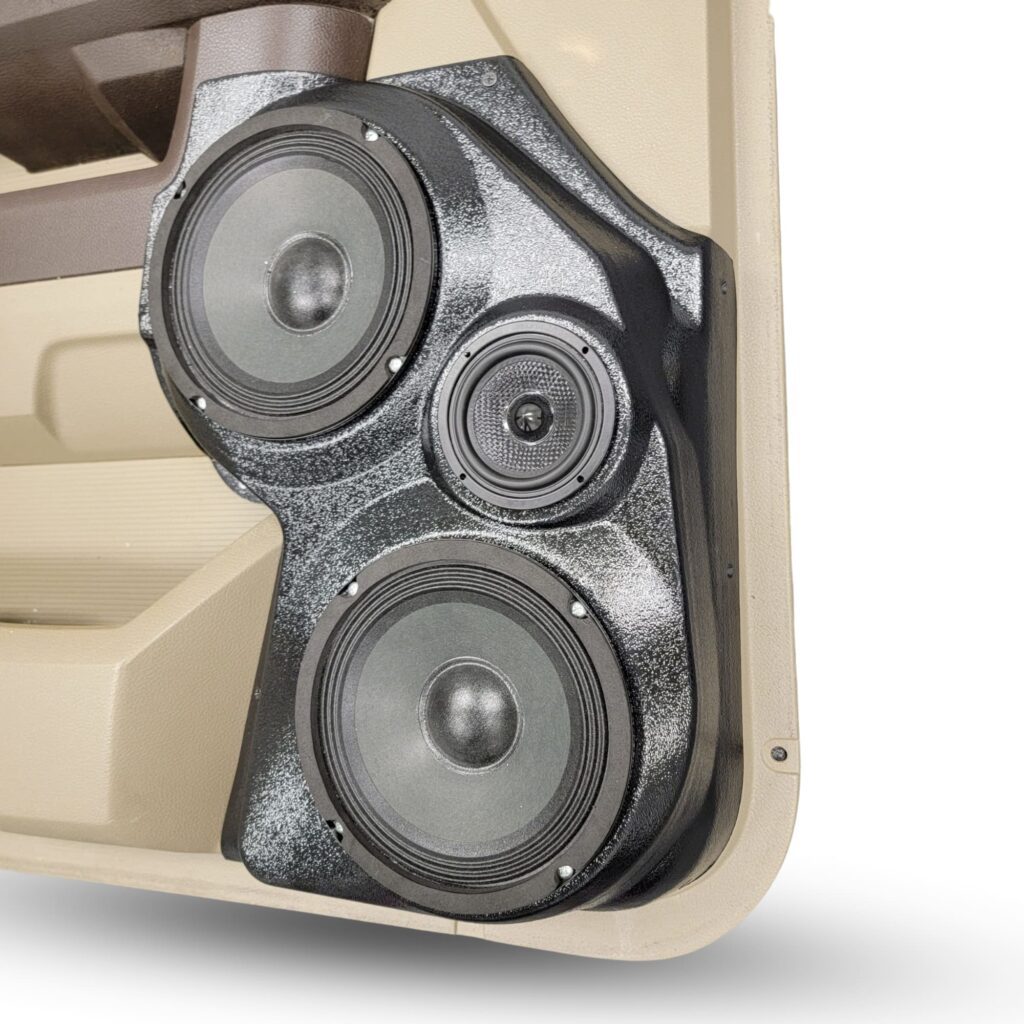 right ortho Speaker Upgrade for the Front Door of your 2009-2018 Dodge Ram 1500, 2500. 2019-2024 Dodge Ram 2500, 1500 Classic. Easy installation of a Dual 6.5" Midrange and Single 3.5" Super Tweeter for the most powerful car stereo possible.