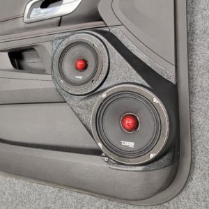 right ortho Speaker Upgrade for the Front Door of your 2010-2017 Chevrolet Equinox, GMC Terrain. Easy installation of a 6.5" and 5.25" Midrange for the most powerful car stereo possible.