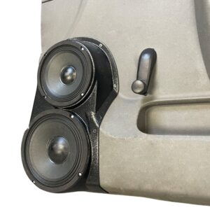 right ortho Speaker Upgrade for the Front Door of your 2007-2013 Chevrolet Silverado, GMC Sierra. Easy installation of a 8" and 6.5" Midrange for the most powerful car stereo possible.