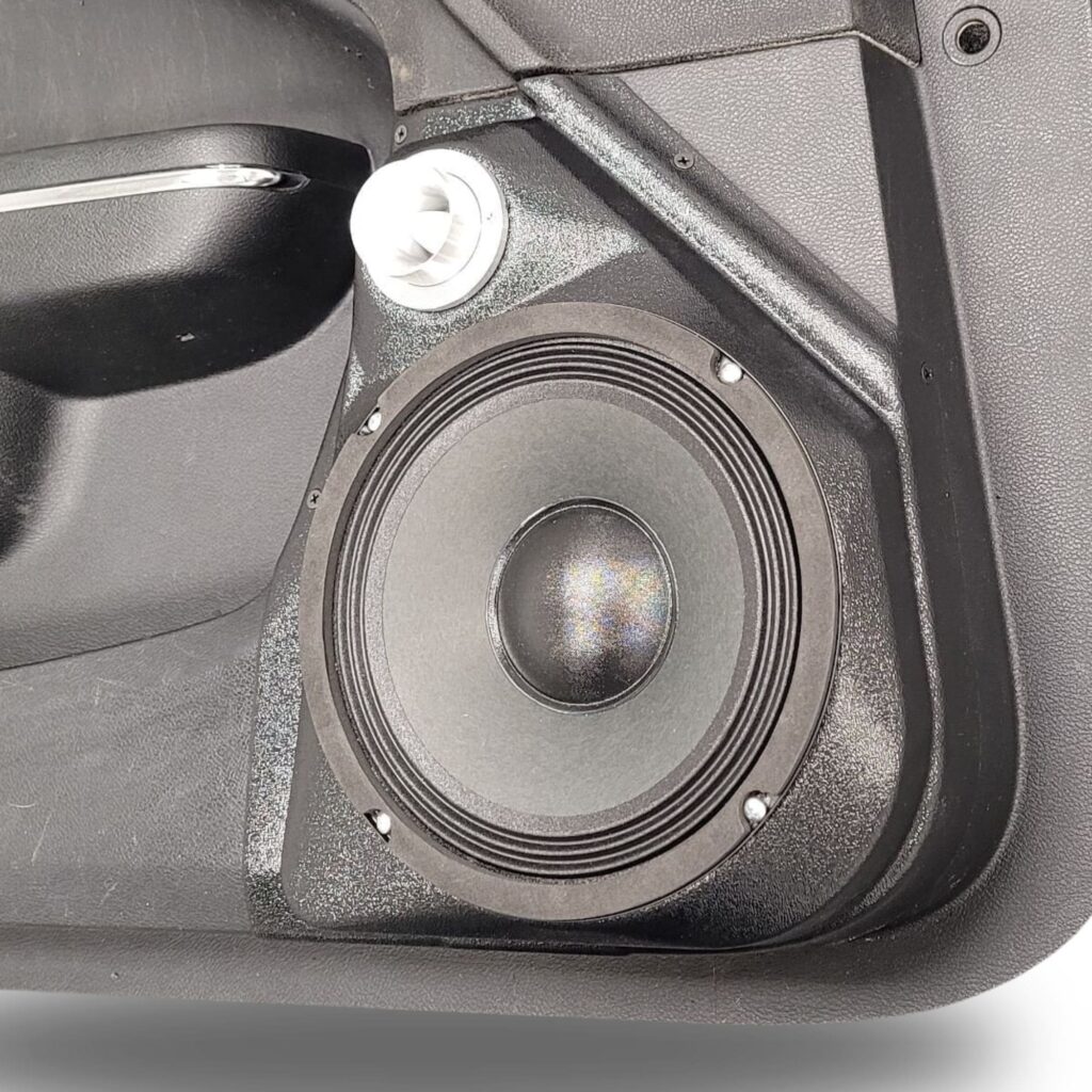 right ortho Speaker Upgrade for the Front Door of your 2011-2023 Dodge Charger, Chrysler 300. Easy installation of a 8" Midrange and Tweeter for the most powerful car stereo possible.