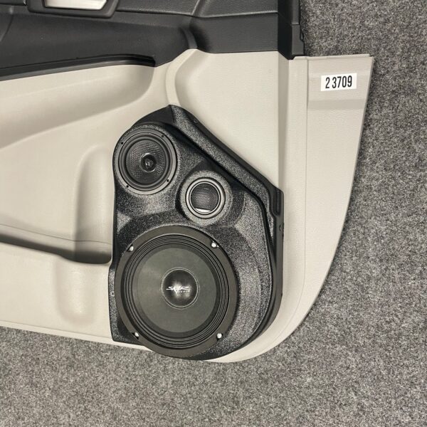 right ortho Speaker Upgrade for the Front Door of your 2012-2017 Toyota Camry. Easy installation of a 6.5" Three Way Speaker System for the most powerful car stereo possible.