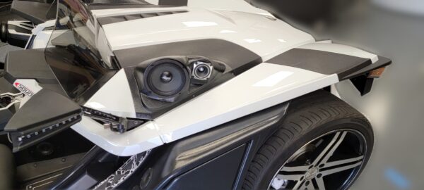 right ortho Speaker Upgrade for the Hood of your 2015-2021 Polaris Slingshot. Easy installation of a 6.5" and 3.5" Midrange or Tweeter for the most powerful car stereo possible.